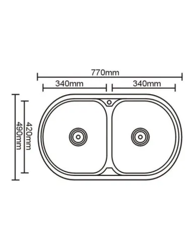 Мойка для кухни из нержавеющей стали прямоугольная Romzha Vayorika 2C Satin, 490х770х180 мм - 2