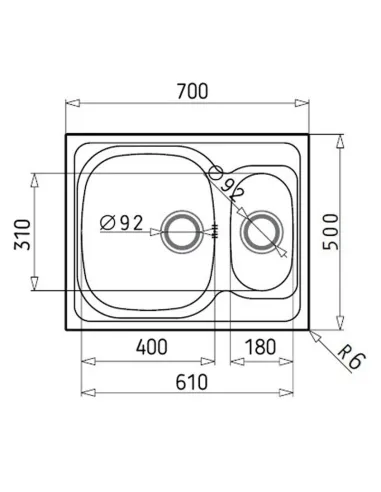 Мойка для кухни из нержавеющей стали прямоугольная Romzha Fifika 1.5C Textură, 500х700х190 мм - 2
