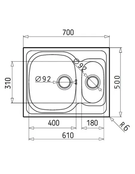 Мойка для кухни из нержавеющей стали прямоугольная Romzha Fifika 1.5C Textură, 500х700х190 мм - 2