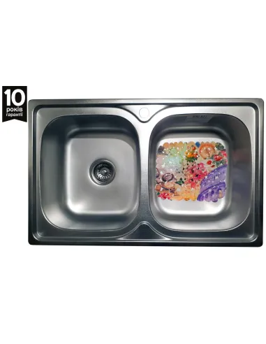 Мойка для кухни из нержавеющей стали прямоугольная Romzha Fifika 2C Textură, 480х780х180 мм - 3