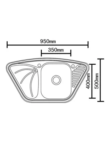 Мойка для кухни из нержавеющей стали угловая Romzha Meduză Nova Satin, 500х950х180 мм - 3