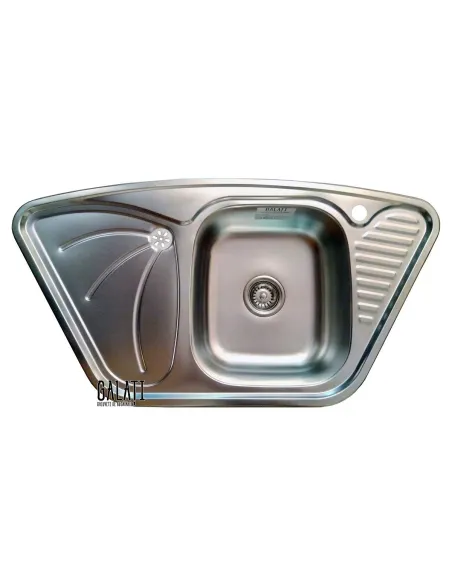 Мойка для кухни из нержавеющей стали угловая Romzha Meduză Nova Satin, 500х950х180 мм - 4