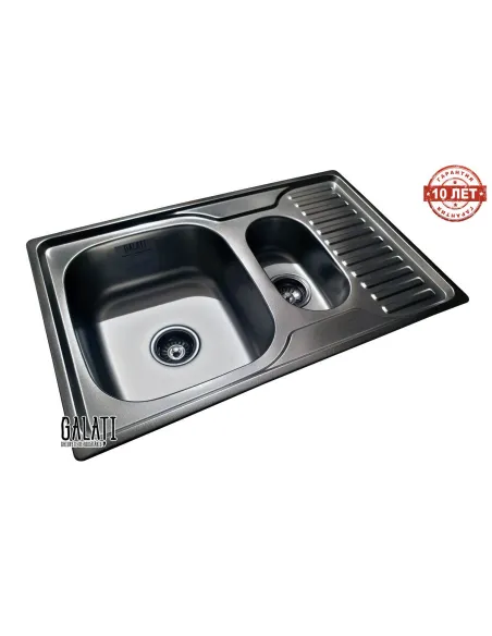 Мойка для кухни из нержавеющей стали прямоугольная Romzha Petrika Satin, 500х780х180 мм - 7