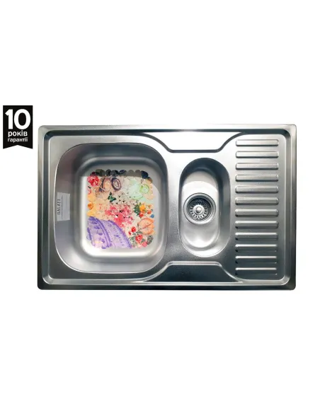Мийка кухонна металева прямокутна Romzha Petrika Textura, 500х780х180 мм - 5