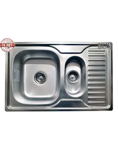 Мийка кухонна металева прямокутна Romzha Petrika Textura, 500х780х180 мм - 6
