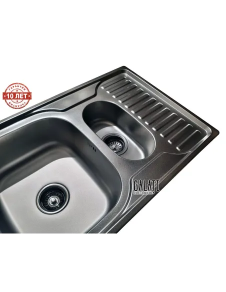 Мийка кухонна металева прямокутна Romzha Petrika Textura, 500х780х180 мм - 9