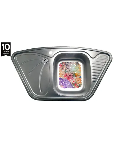 Мойка для кухни из нержавеющей стали угловая Romzha Meduza Nova Textura, 500х950х180 мм - 2