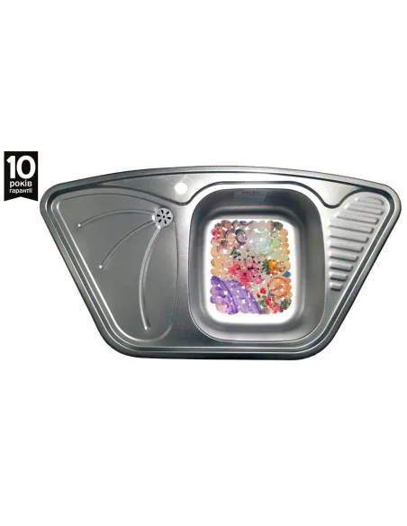 Мойка для кухни из нержавеющей стали угловая Romzha Meduza Nova Textura, 500х950х180 мм - 2