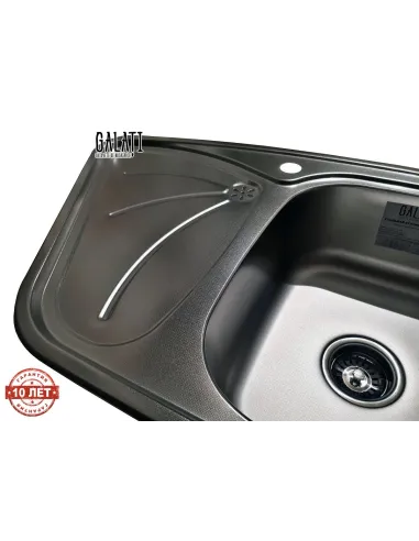 Мойка для кухни из нержавеющей стали угловая Romzha Meduza Nova Textura, 500х950х180 мм - 5