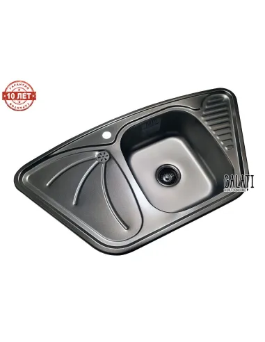 Мойка для кухни из нержавеющей стали угловая Romzha Meduza Nova Textura, 500х950х180 мм - 8