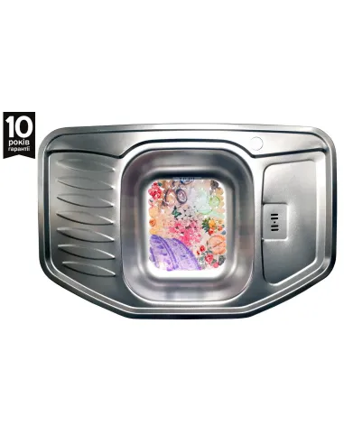 Мийка кухонна металева прямокутна Romzha Rampa Satin, 510х780х180 мм - 2