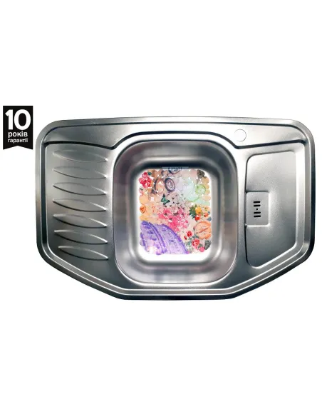 Мийка кухонна металева прямокутна Romzha Rampa Satin, 510х780х180 мм - 2