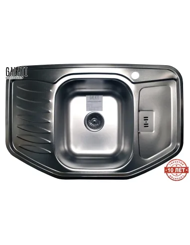 Мийка кухонна металева прямокутна Romzha Rampa Satin, 510х780х180 мм - 4