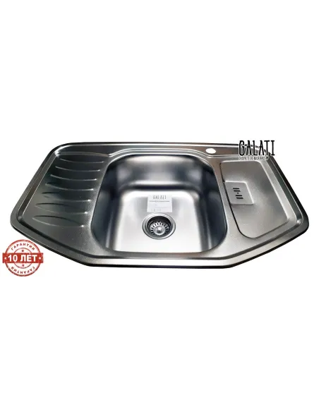 Мийка кухонна металева прямокутна Romzha Rampa Satin, 510х780х180 мм - 5