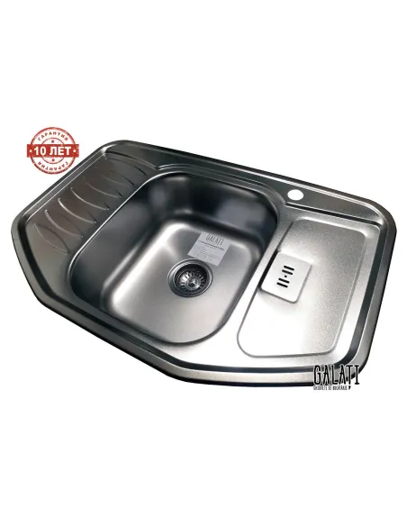 Мийка кухонна металева прямокутна Romzha Rampa Satin, 510х780х180 мм - 6