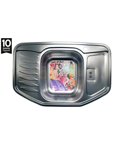 Мийка кухонна металева прямокутна Romzha Rampa Textura, 510х780х180 мм - 2