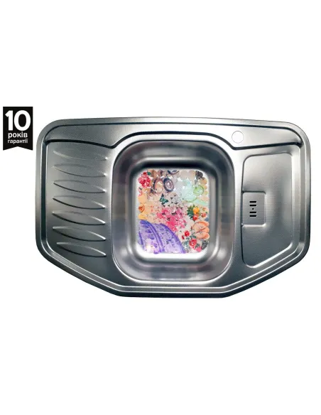 Мийка кухонна металева прямокутна Romzha Rampa Textura, 510х780х180 мм - 2