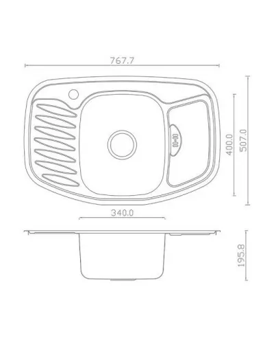 Мийка кухонна металева прямокутна Romzha Rampa Textura, 510х780х180 мм - 3