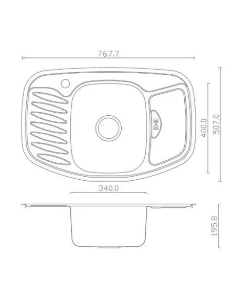 Мийка кухонна металева прямокутна Romzha Rampa Textura, 510х780х180 мм - 3