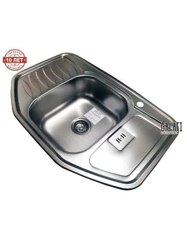 Мийка кухонна металева прямокутна Romzha Rampa Textura, 510х780х180 мм - 6