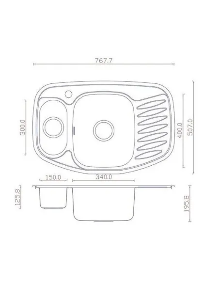 Мийка кухонна металева прямокутна Romzha Rampa 1.5C Textura, 510х780х195 мм - 6