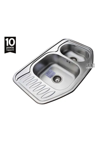 Мийка кухонна металева прямокутна Romzha Rampa 1.5C Textura, 510х780х195 мм - 8