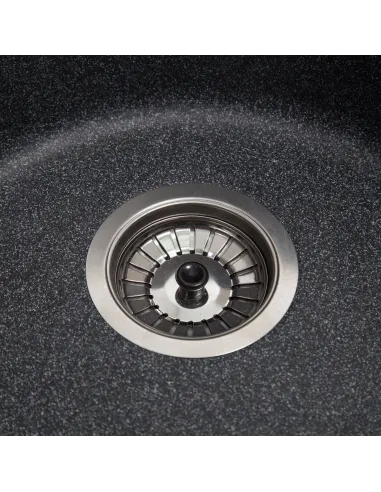 Мойка кухонная каменная круглая Romzha Eva Grafit 201, 475x475x175 мм - 6