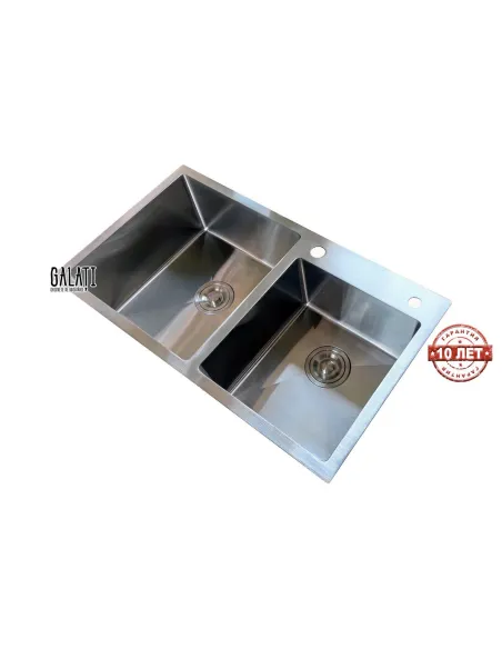 Мийка кухонна металева прямокутна Romzha Arta U-750D, 800х450х230 мм - 9