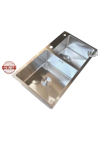 Мийка кухонна металева прямокутна Romzha Arta U-750D, 800х450х230 мм - 10