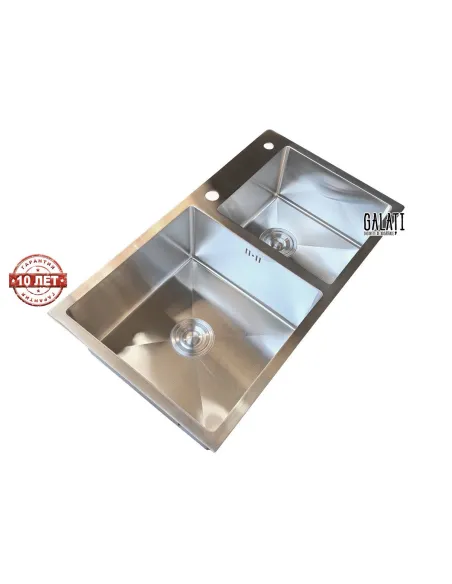 Мийка кухонна металева прямокутна Romzha Arta U-750D, 800х450х230 мм - 10