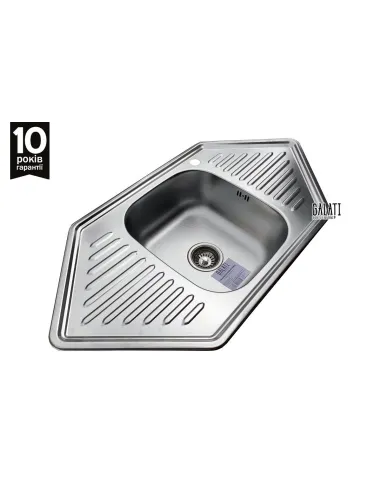 Мийка кутова Romzha Meduza textura, нержавіюча сталь - 3