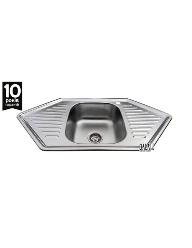 Мийка кутова Romzha Meduza textura, нержавіюча сталь - 4