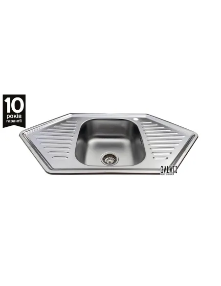 Мийка кутова Romzha Meduza textura, нержавіюча сталь - 4