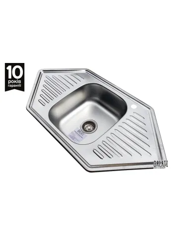 Мийка кутова Romzha Meduza textura, нержавіюча сталь - 5