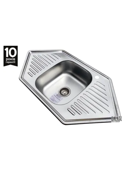 Мийка кутова Romzha Meduza textura, нержавіюча сталь - 5