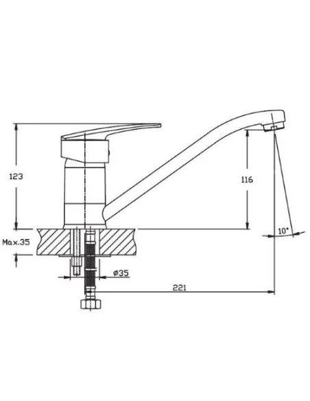 Змішувач для кухні Romzha Pescha L, латунь, на гайці - 2