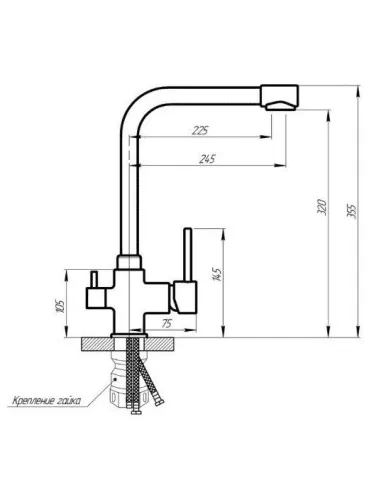 Смеситель для кухни Romzha Ionel Plus, латунь, на гайке, подвод для фильтра воды - 2