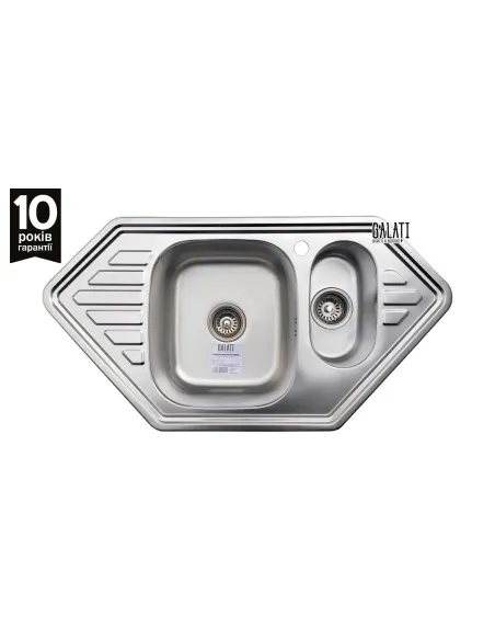 Мойка для кухни из нержавеющей стали угловая Romzha Meduza 1.5C Satin - 1