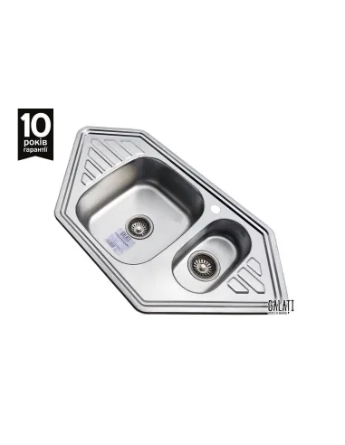 Мойка для кухни из нержавеющей стали угловая Romzha Meduza 1.5C Satin - 2