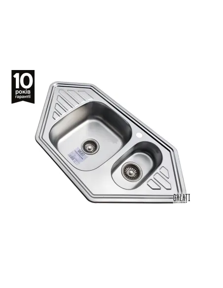 Мойка для кухни из нержавеющей стали угловая Romzha Meduza 1.5C Satin - 2