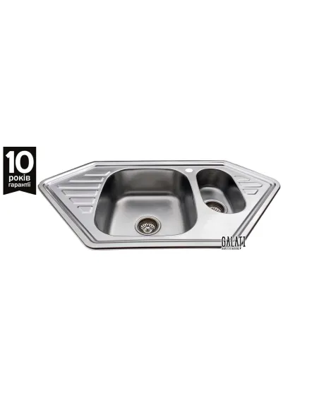 Мойка для кухни из нержавеющей стали угловая Romzha Meduza 1.5C Satin - 4