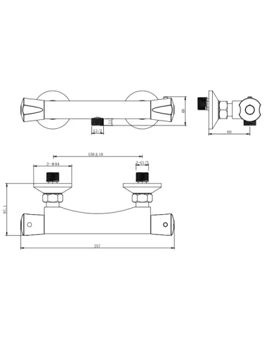 Смеситель для душа Corso Piave EG-2D187C диаметр картриджа 27мм, термостатический, латунь - 5