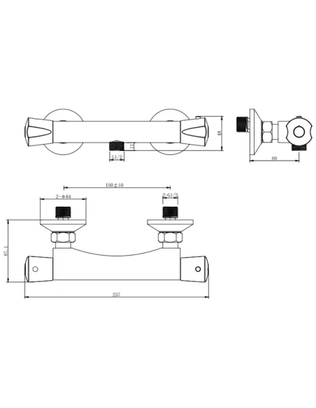 Смеситель для душа Corso Piave EG-2D187C диаметр картриджа 27мм, термостатический, латунь - 5