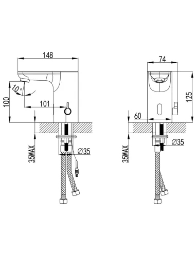Смеситель для умывальника Corso Orta EE-8A116C, сенсорный, литой - 8
