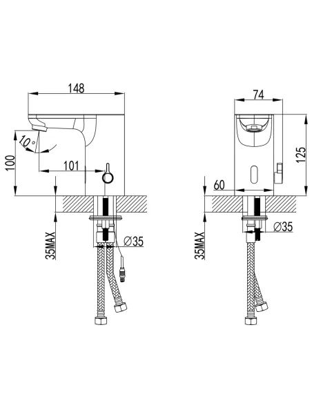 Смеситель для умывальника Corso Orta EE-8A116C, сенсорный, литой - 8