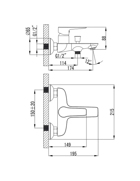 Змішувач для ванни Corso Garda BC-1C121W, діаметр картриджа 35мм, литий, латунь - 5