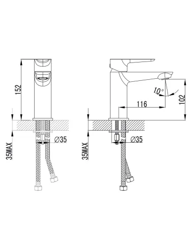 Смеситель для умывальника Corso Garda BC-2A121W, диаметр картриджа 35мм, литой, латунь - 5