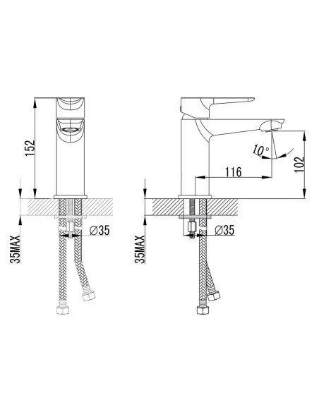 Смеситель для умывальника Corso Garda BC-2A121W, диаметр картриджа 35мм, литой, латунь - 5