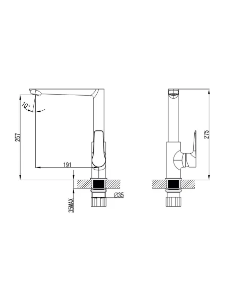 Змішувач для кухні Corso Garda BC-4B221W, діаметр картриджа 35мм, Г-вилив - 7