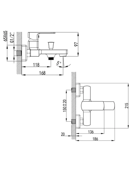 Змішувач для ванни Corso Como BF-1C129C, діаметр картриджа 35мм, литий, латунь - 4